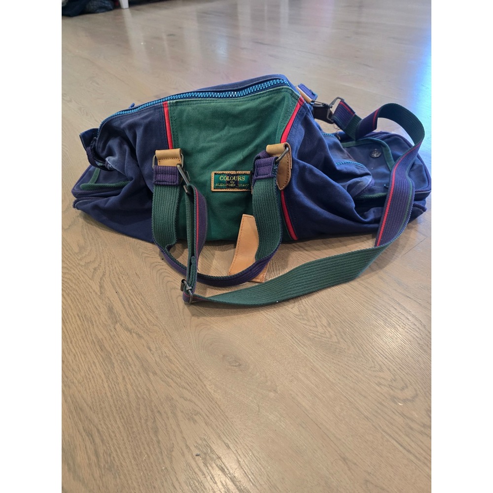 Colours by Alexander Julian Vintage Canvas Duffel Bag Colorblock Navy Green 90s